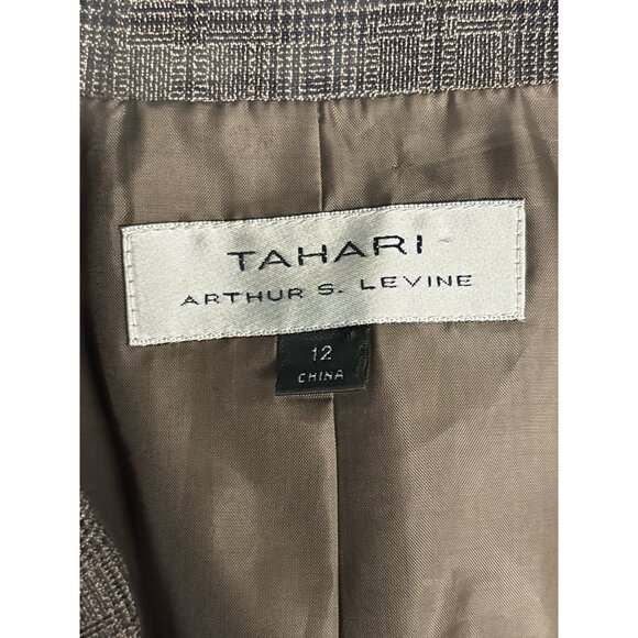 Tahari Arthur S. Levine Womens Brown Plaid Blazer Size 12 Button Front Notch Lap - Picture 5 of 11